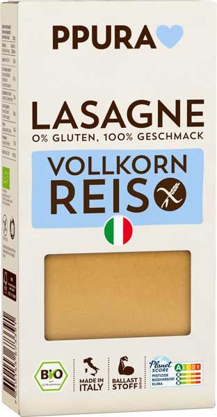 PPURA Vollkorn Reis Lasagne bio 250g