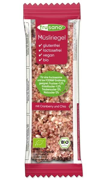 Frusano Müsliriegel mit Cranberry und Chia bio 30g