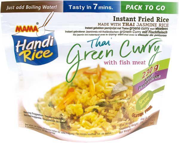 Mama Instant Reis Thai Green Curry mit Fisch 80g