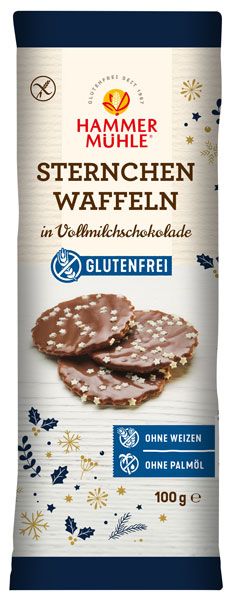 Hammermühle Sternchenwaffeln in Vollmilchschokolade 100g