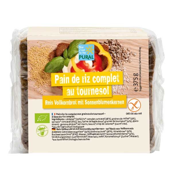 Pural Reis Vollkornbrot mit Sonenblumenkernen bio 375g