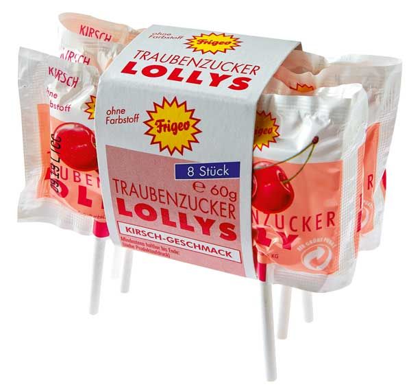 Frigeo Traubenzucker Lollys Kirsch 60g