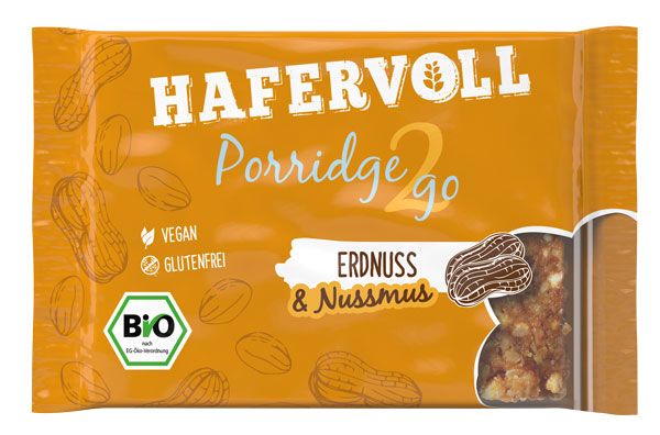 Hafervoll Porridge2go Erdnuss & Nussmus bio 55g