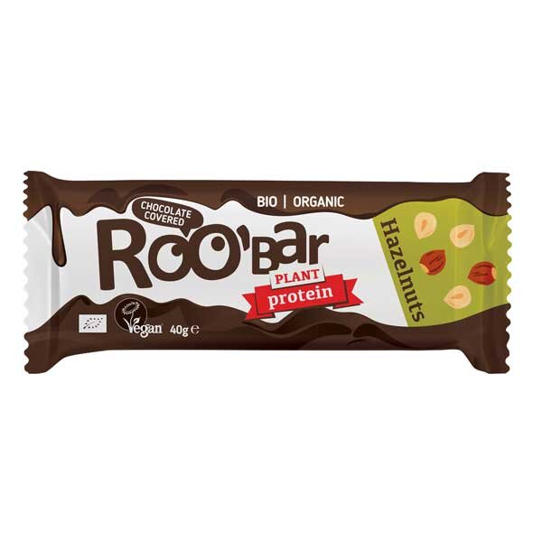 (MHD) Roobar Riegel Protein Haselnuss mit Schokoüberzug bio 40g