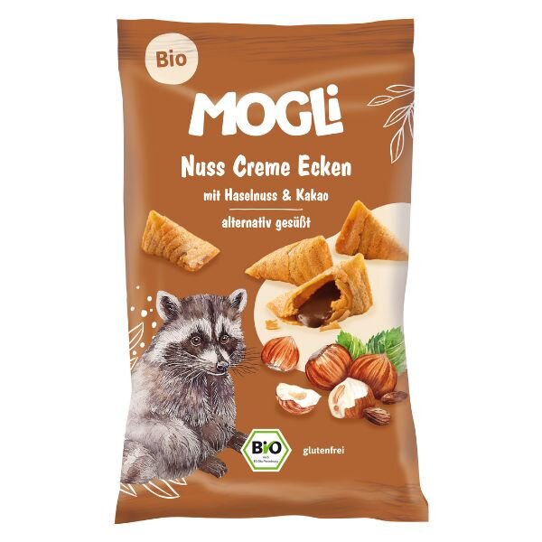 MOGLi Nuss Creme Ecken mit Haselnuss & Kakao bio 30g