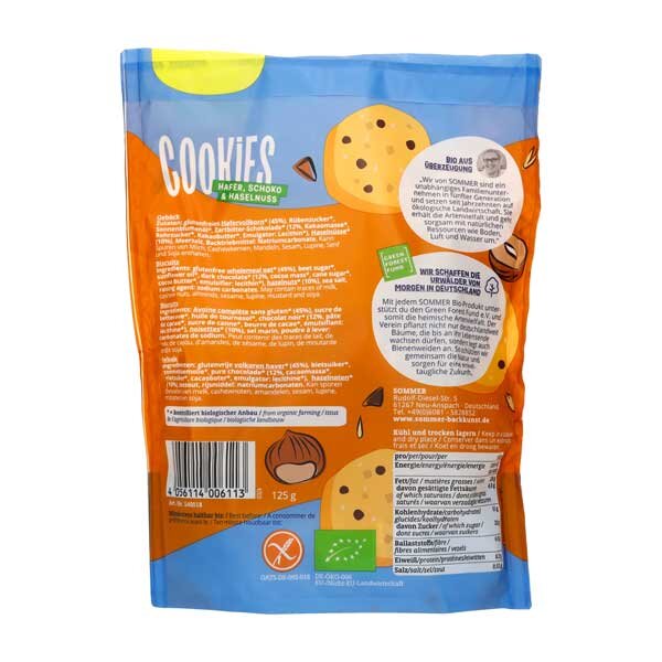 Sommer Cookies Hafer, Schoko & Haselnuss bio 125g