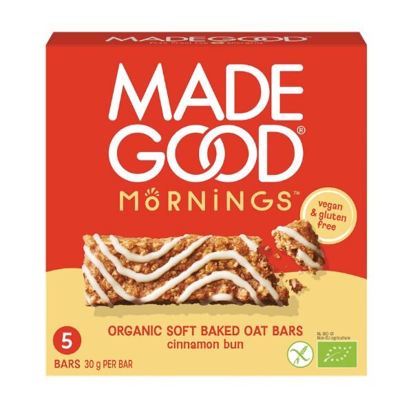 MadeGood Mornings Soft Baked Oat Bar Cinnamon Bun bio 150g