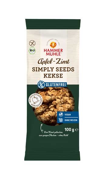 Hammermühle Simply Seeds Kekse Apfel-Zimt bio 100g