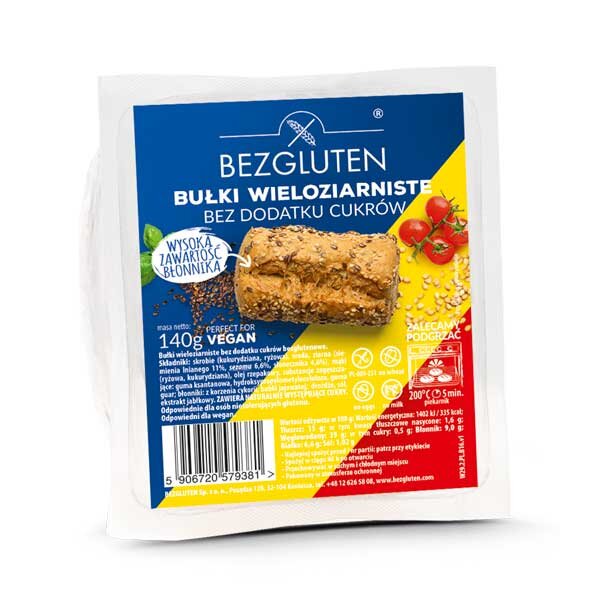 Bezgluten Mehrkornbrötchen ohne Zuckerzusatz 140g