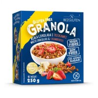 Bezgluten Granola Weisse Schokolade und Erdbeeren 250g